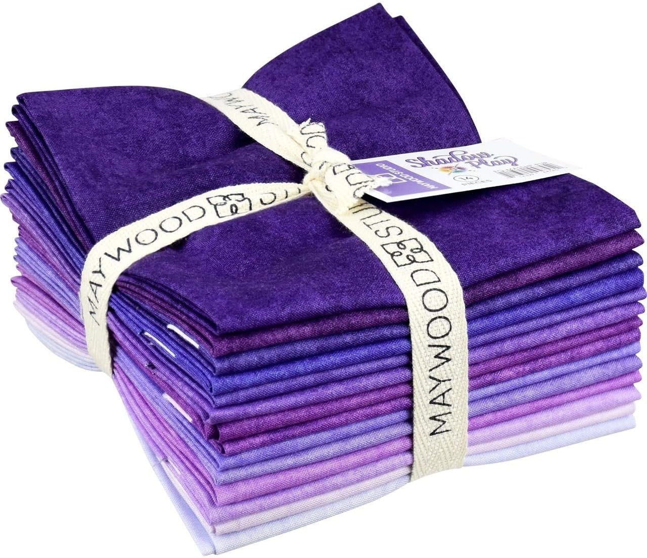 Shadow Play Purples Fat Quarter Bundle of 14 Cotton Fabric by Maywood Studio