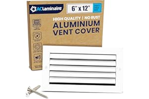 LAMINAIRE 6x12 Inch (Duct Opening) Aluminum 1-Way Air Flow Vent – HVAC Vent Cover for Wall or Ceiling – Quiet HVAC Wall Register with Multi-Shutter Damper – Adjustable Curved Blade - Plastic Seal for Tight Fit