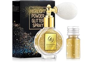 Oranllow Gold Body Glitter Spray - Holographic Shimmer Spray Powder Sparkle for Hair and Body, Face, Clothes, Nail Art Crafts Design, Halloween and Easter Festival Makeup