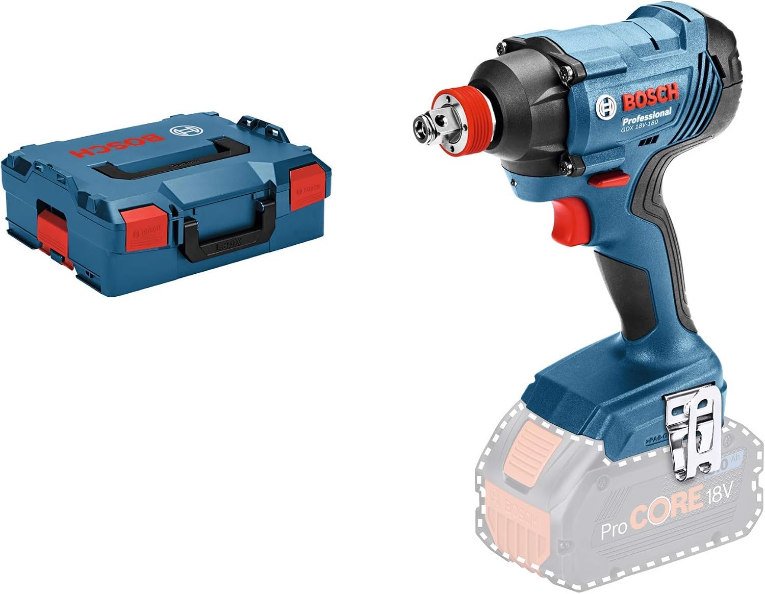Bosch Professional GDX 18 VA 180 Cordless Impact Driver (Without Battery, 18 V System, Impact Rate: 0-3600 ipm, in L - Boxx)