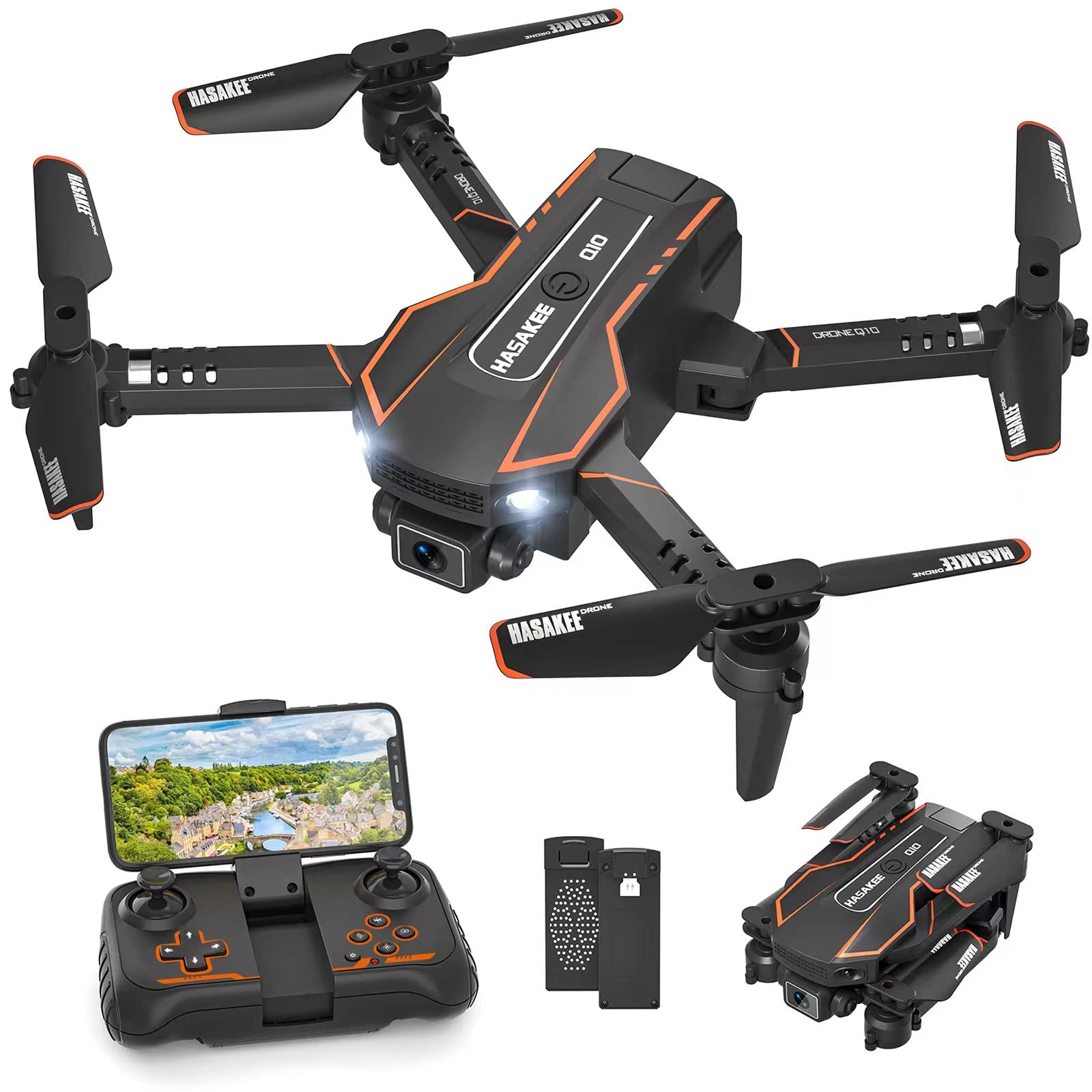 Q10 Mini Drone with Camera for Kids and Adults, 1080 HD FPV Foldable Quadcopter with Gravity Sensor Mode, Headless Mode, 3D Flips, Voice and Gesture Control, Kids Gift Toys for Boys Girls,Black