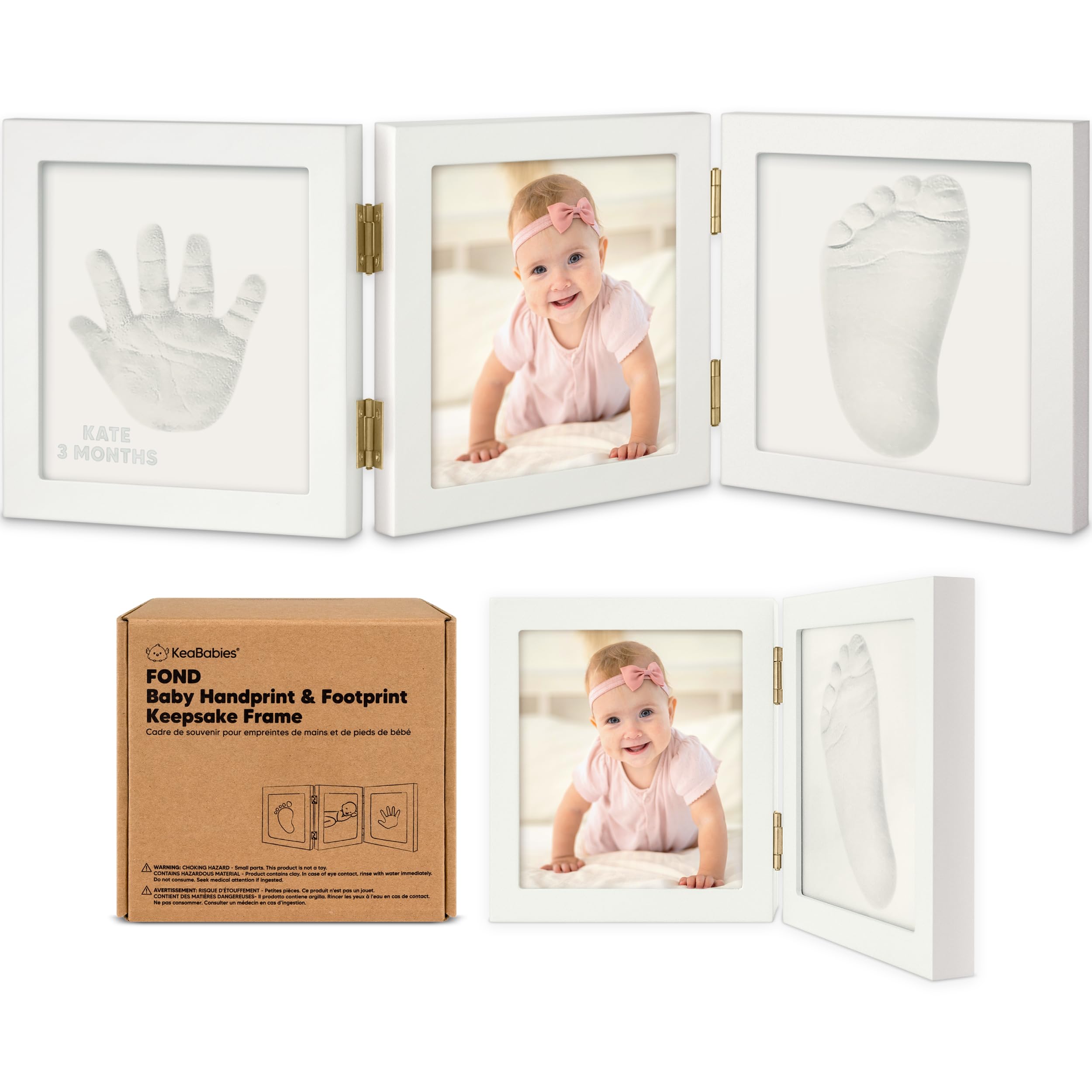 Photo 1 of Baby Shower Gifts for Boys, Girls - Baby Hand and Footprint Kit, Newborn Handprint Kit, Keepsake Photo Frame, Nursery Picture Frame, Gender-Neutral Newborn Keepsake Gifts (Alpine White)