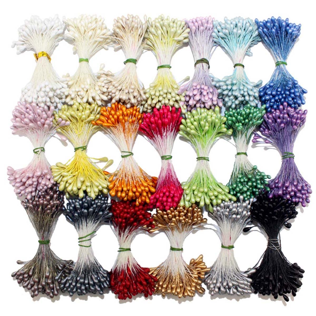 Weriirew 900pcs Random Mixed Double Heads Cheesecloth Flower for Making Flowers DIY Artificial Mini Bead Flower Muslin Pistil