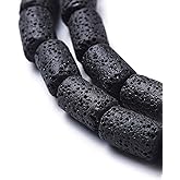 Craftdady 25Pcs Natural Black Lava Stone Beads Column Tube Volcanic Rock Gemstone Loose Beads Energy Healing Chakra Beads for Jewelry Craft Essential Oil Bracelet Necklace