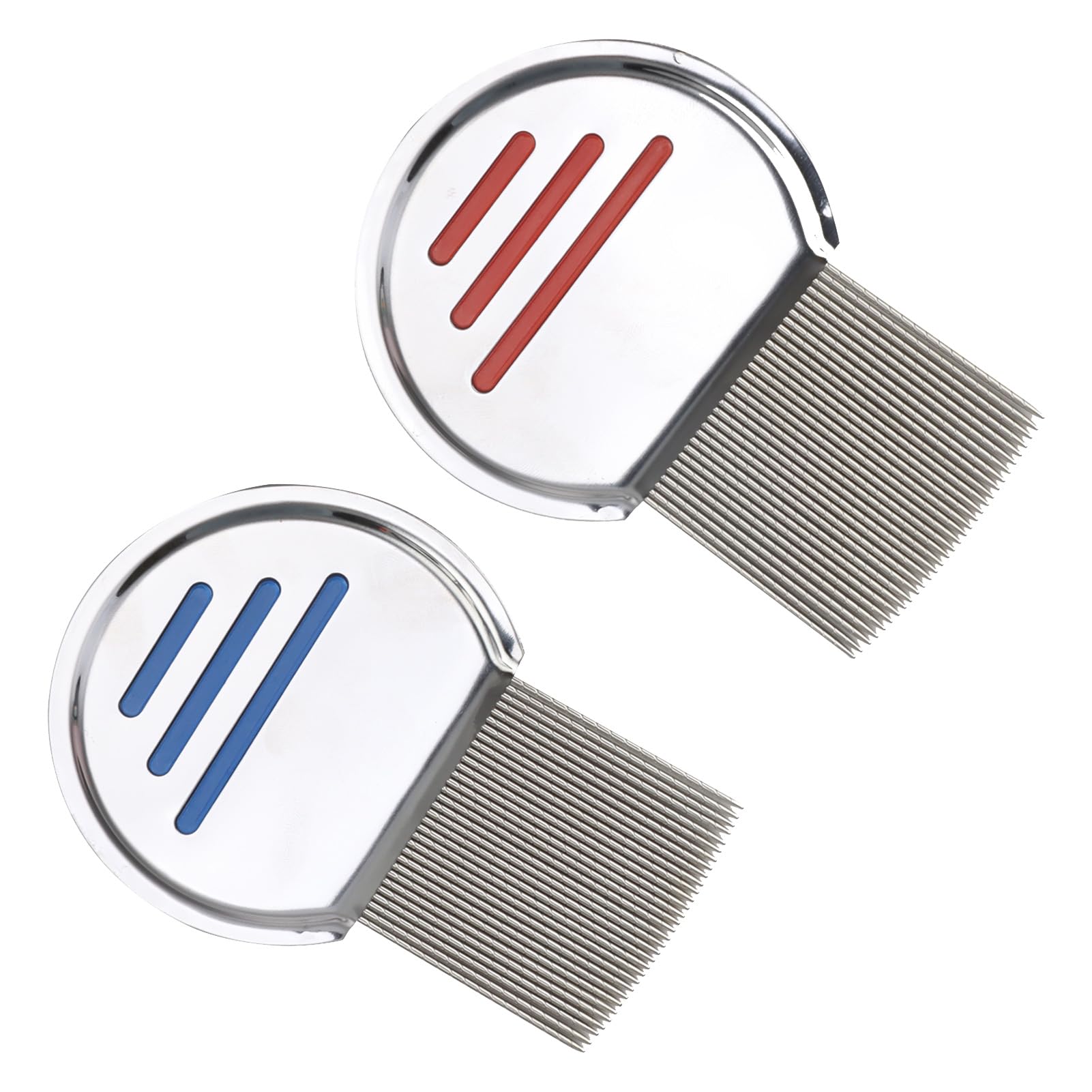 2 Pack Stainless Steel Lice Combs - Removes Head Lice, Dandruff, Nits & Ticks Eggs - Double Sided Teeth for Long Thick Hair