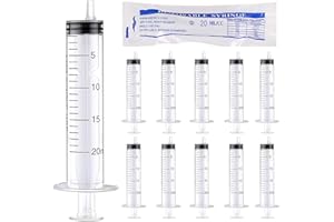 SOBIRDOS Pack of 10 20 ml Plastic Syringes for Use in Science Labs, Student Experiments Injectors, Measuring Liquids, Feeding Pets, Making Juices, Injecting Jam into Bread,Cosmetic Peparations,DIY crafts etc.
