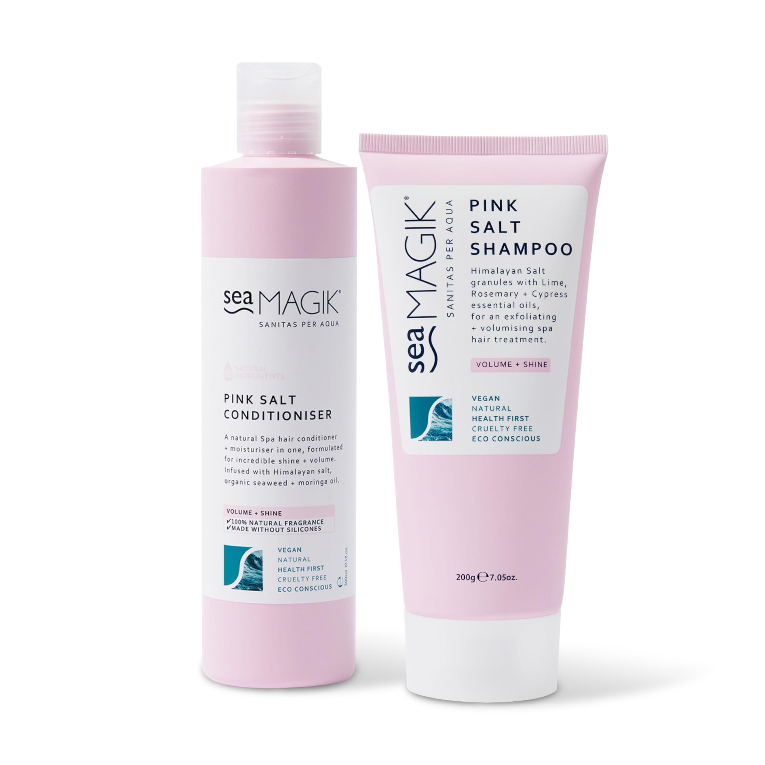 Sea Magik - Natural Silicone Free Shampoo and Conditioner, Exfoliating Pink Salt Granules, Professional SPA Hair and Scalp Treatment with Fragrance, Deep Cleansing, Vegan, Cruelty Free (200g + 300ml)… — image 1