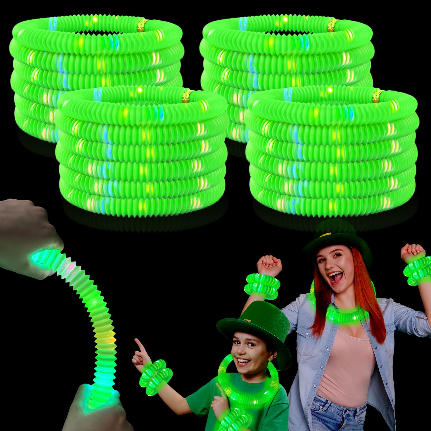 View 1 of 12-24 PCS Green Glow Sticks Party Favors for Kids,Glow Necklaces Bracelets Accessories Decor for Toddlers Graduation Party,Kindergarten Preschool End of School Year Goodie Bag Stuffers Classroom Prize