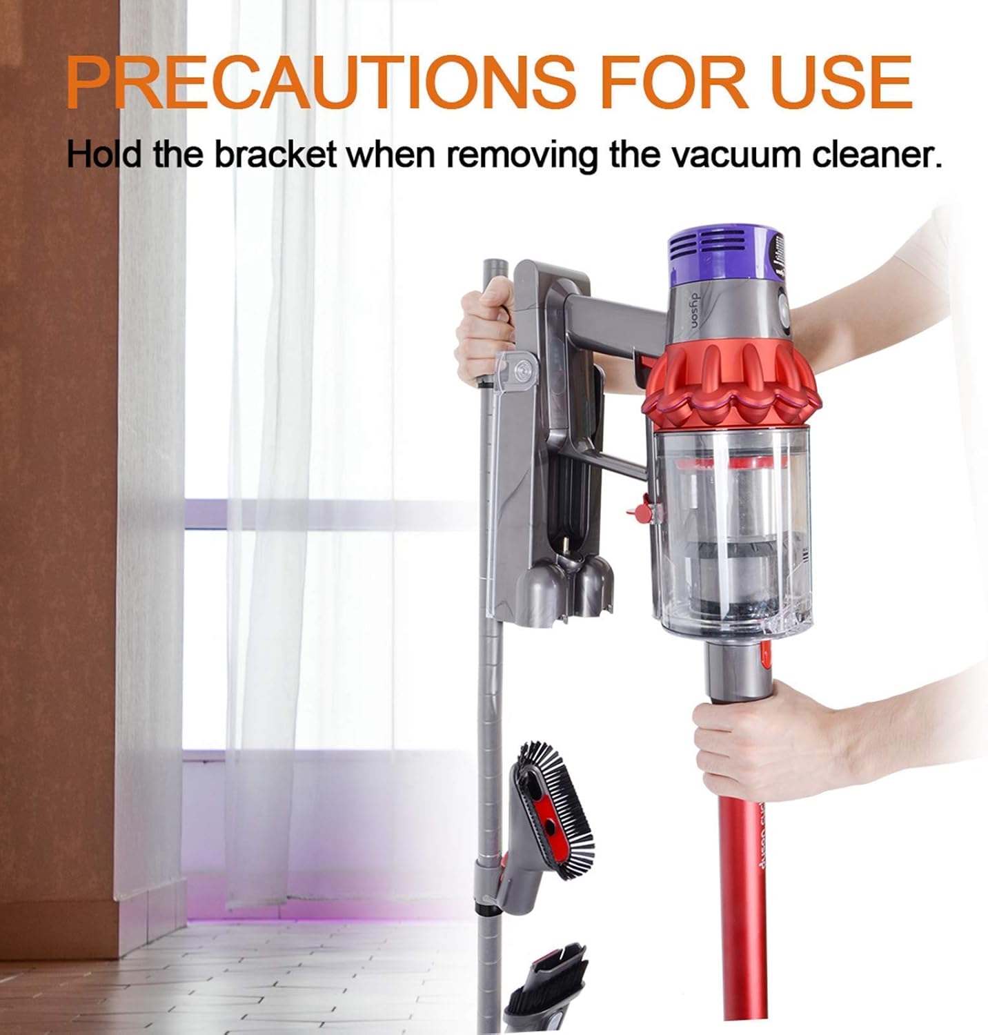 Upgraded Vacuum Accessory Stand for Dyson V11 V10 V8 V7 V6, Docking Station Holder for Dyson Cordless Vacuum Cleaners and Accessories, Metal Organizer Bracket with 6 Hooks, Silver Gray: Home & Kitchen