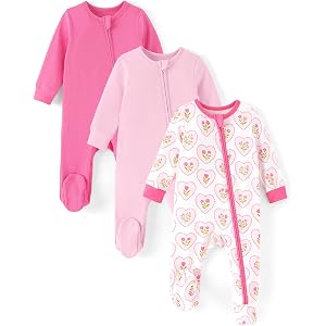 PATPAT Organic Cotton Baby Footie Pajamas, Baby Sleepers for Boys & Girls | Easy Diaper Changes, Smooth Zip Closure, Protecti