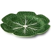 Le Jardin Cabbage 3D 13" ROUND PLATTER &ndash; Sculpted Green Cabbage Leaf Platter &ndash; Heirloom-Inspired Stoneware Serveware for Spring &amp; Summer Seasonal Dining and Entertaining