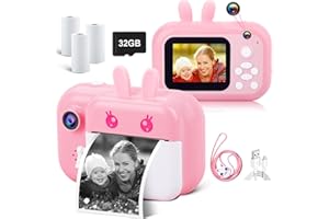 MINIBEAR Kids Camera Instant Print Camera for Kids Digital Camera Toddler Toys Christmas Birthday Gifts for 3 4 5 6 7 8 9 10 Year Old Boys Girls, Pink
