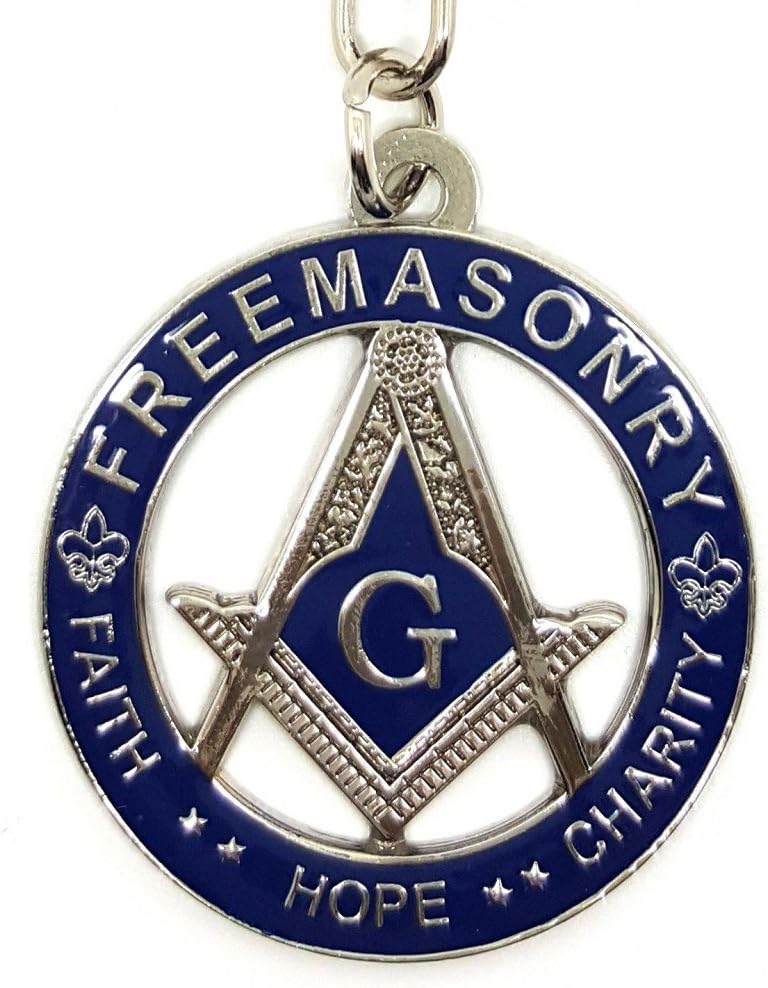 BOBIJOO JEWELRY - Freemason's key ring Silver-plated metal and blue enamel