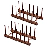 HBlife 2pcs 6 Slots Teak Dish Plate Bowl Cup Book