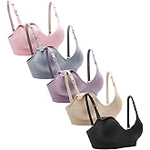 Suekaphin Nursing Bra 5pack Wireless V Neck Maternity Nursing Bra Bralette Low Cut Sleeping Breastfeeding with Extenders