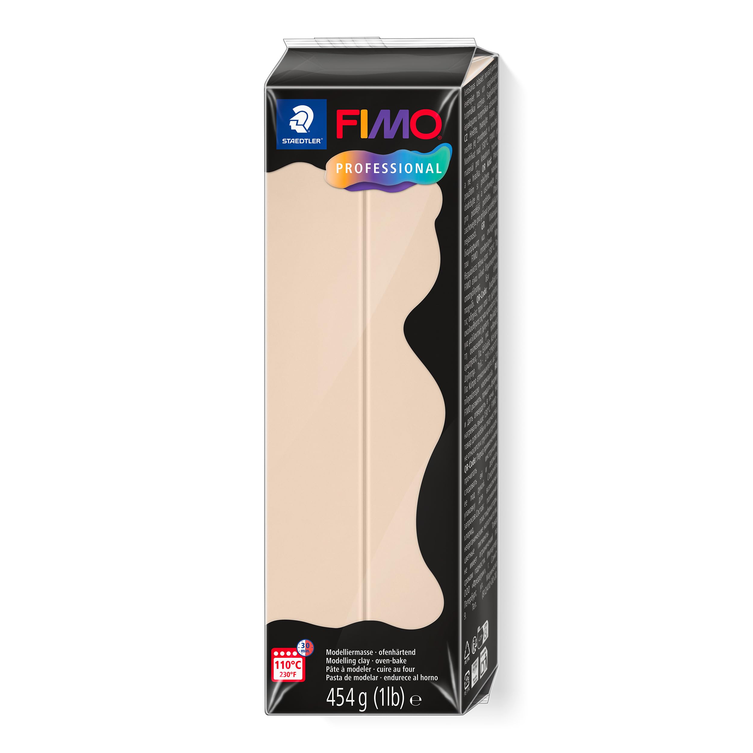 STAEDTLER Polymer Modelling Clay - FIMO Professional - Oven Bake Clay - Beige - 454g Block, 8041-44