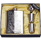 Octaville flasks for liquor for men Stainless quality hip flask 8oz Pocket Engraved Wine Drink Pot Alcohol flagon metal 220ml whiskey flask (Pattern)