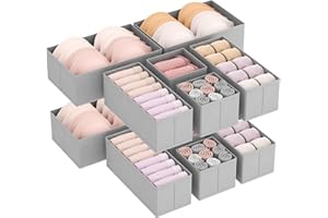 Lifewit Drawer Underwear Organizer Divider, 12 Pieces Fabric Foldable Drawer Separators, Closet Organizer for Wardrobe Bedroo