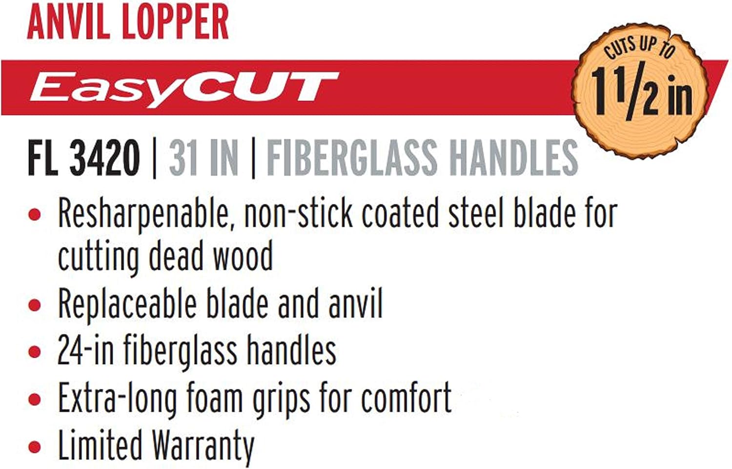 Corona Compound Action Anvil Lopper, 32 Inch, FL 3420, Black : Hand Loppers : Garden & Outdoor