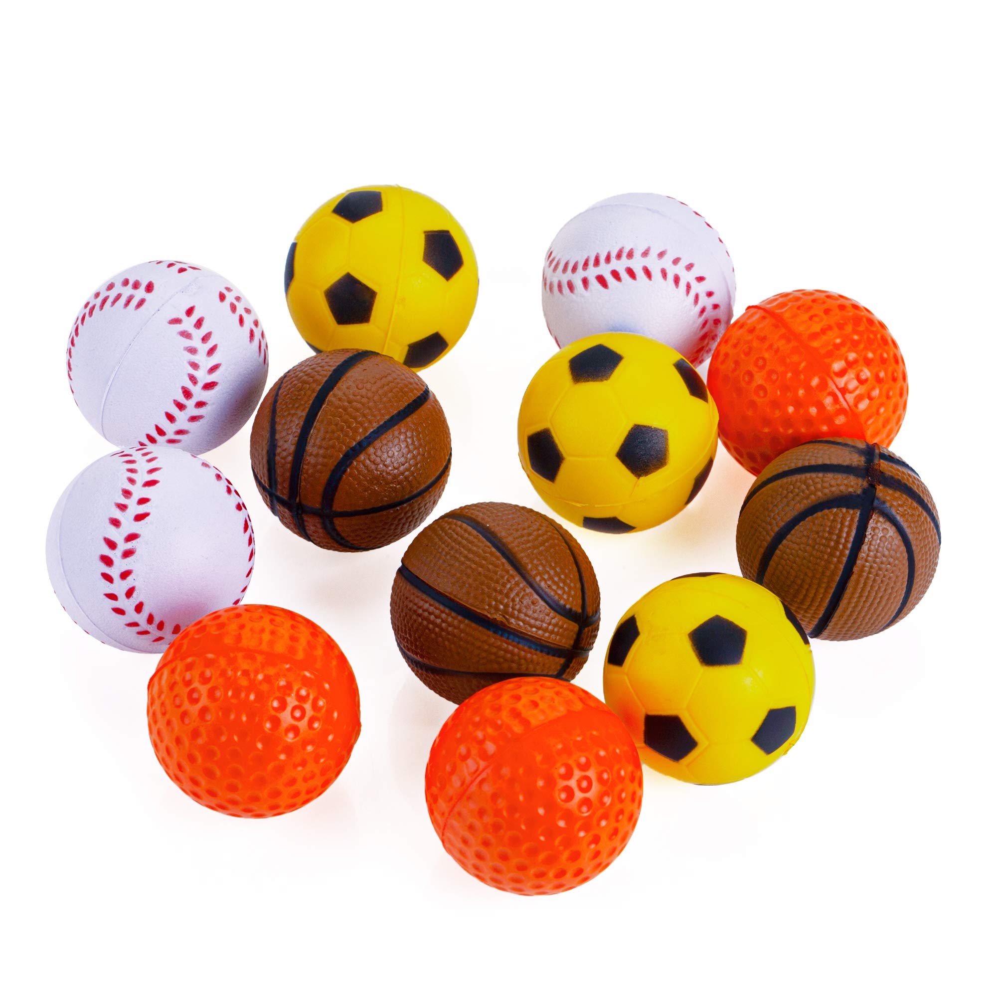 CHIWAVA 12 Pack 1.6 Inch Soft Rubber Foam Cat Toy Ball Sponge Sport Balls Kitten Interactive Toy Assorted Color