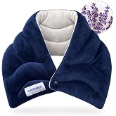 Comfheat Neck Heating Pad Microwavable for Pain Relief, Moist Hot Compress | Microwave Neck Warmer Wrap FSA Eligible HSA for Sore Muscles Relief, Lavender Aroma, 25 x 5.7 Inches, Blue