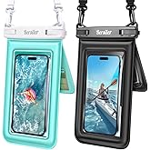 Floating Waterproof Phone Pouch - 2 Pack IPX8 Waterproof Phone Bag with Double Space, Waterproof Phone Case with Lanyard for iPhone 17 16 15 14 13 Pro Max Galaxy S24+ S23, Beach Cruise Ship Essentials