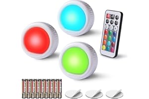 EverBrite Tap Light, Push Light, LED Puck Lights with 12 RGB Colors, Touch Light Under Cabinet, 80 Lumens Night Light for Clo