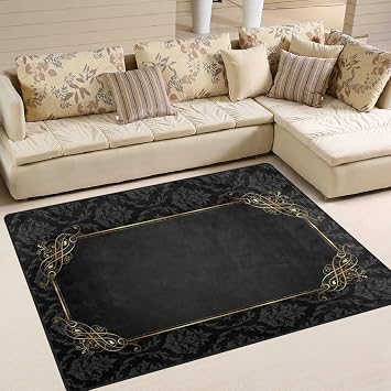 Amazon De Yibaihe Schwarz Golden Vintage Blumenmuster Bedruckt