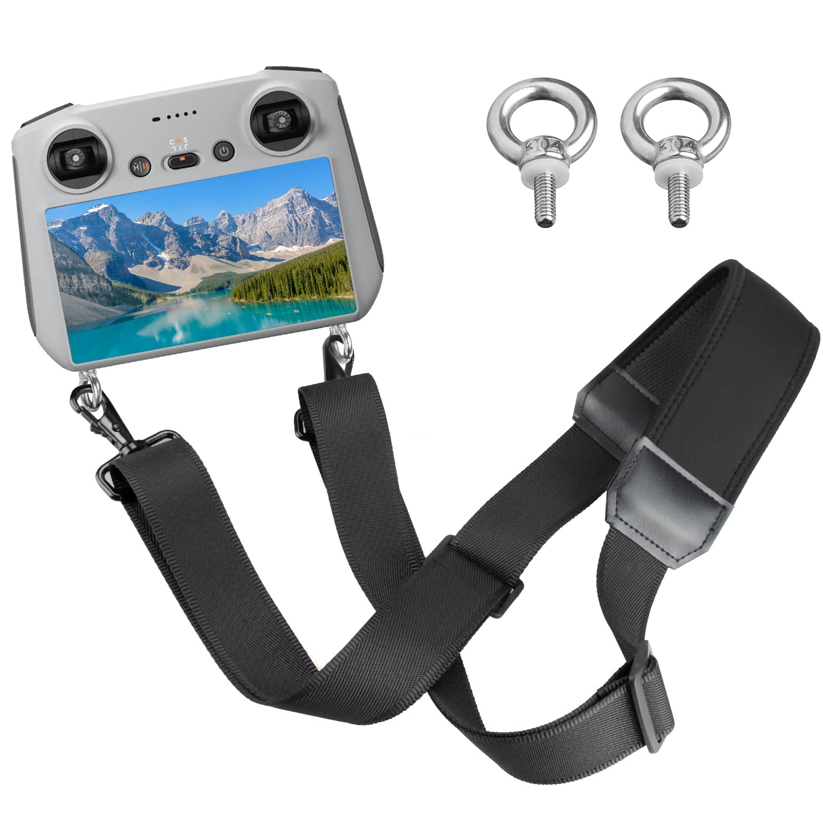 Ainiv DJI Mini 3 Pro Lanyard Strap - Nylon Braided Shoulder Holder, Aluminum Alloy Screw for Smart Controller & Mavic Drones, Black — image 1