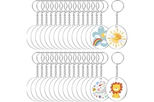 Audab Acrylic Keychain Blanks - 108 Clear Keychain Pieces for Vinyl Kit Including Acrylic Blanks, Rings for DIY Keychains, Crafting & Vinyl Projects