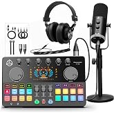 M100 Podcast Equipment Bundle,XLR/USB Dynamic Mic with Audio Interface | RGB,Voice Changer,Noise Reduction,Ideal for Podcast Beginners for Recording,Streaming,Gaming equipment,Singing on PC Phone