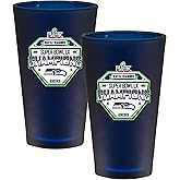 The Memory Company Officially Licensed NFL Seattle Seahawks 2026 Super Bowl LX Champions 2-Pack 16oz Navy Frosted Pint Glass Set, Direct Print