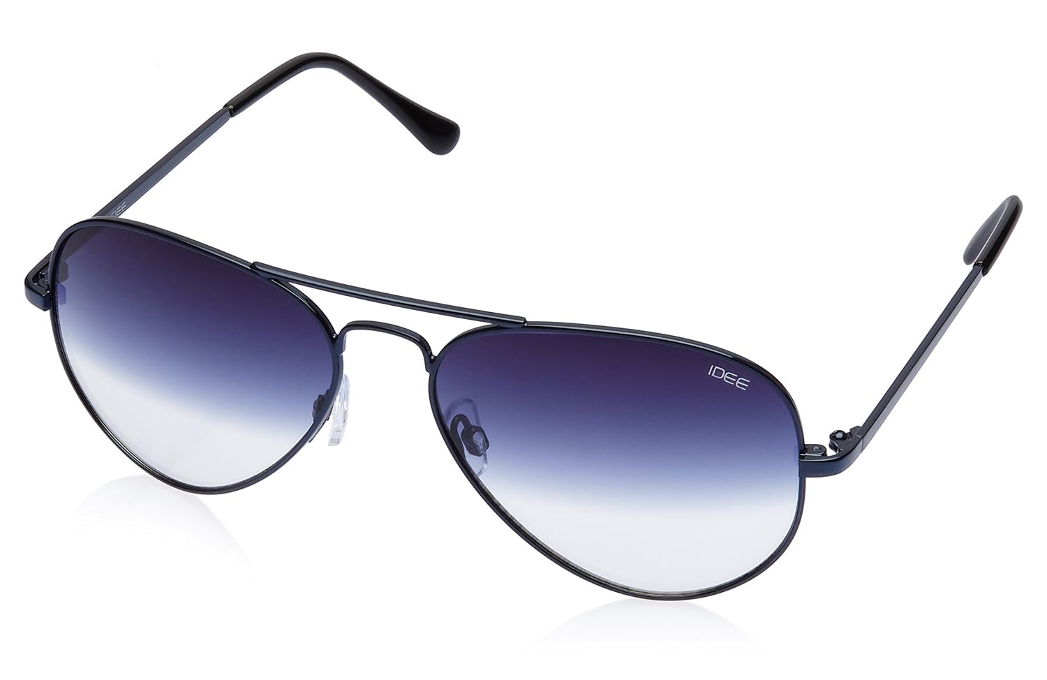 metallic blue aviator sunglasses