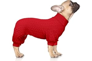 JAMKTEPAT Dog Sweater Turtleneck Knitted Pet Clothes Solid Color Puppy Sweater Warm Dog Sweaters for Small Dogs(Red&S)