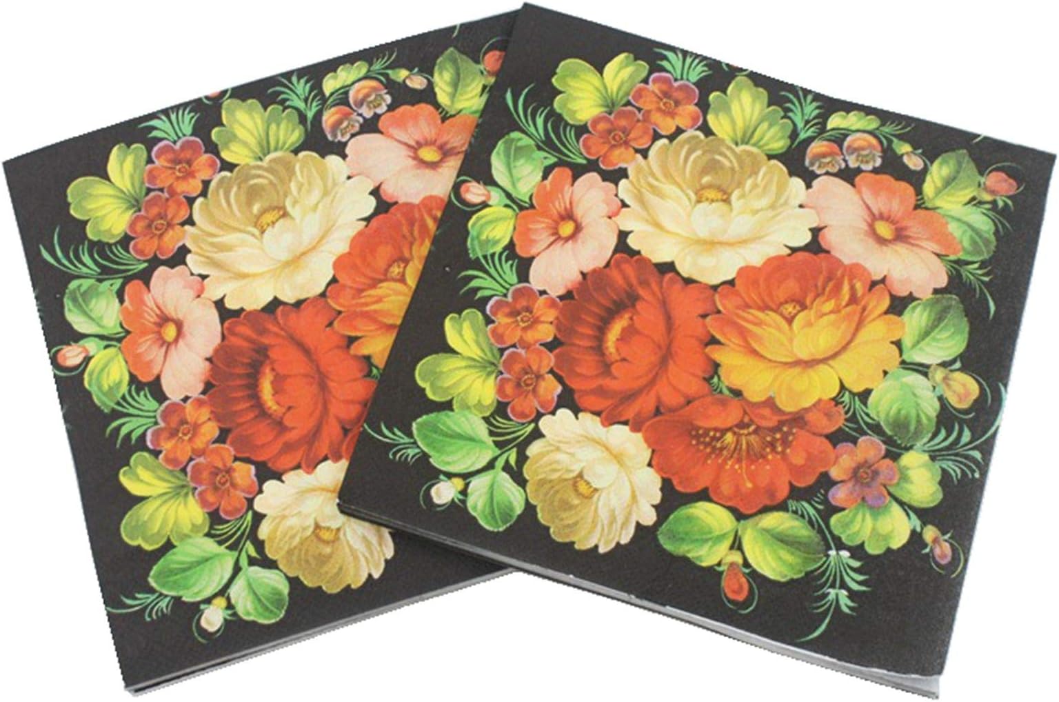 Flower Paper Napkins,Luncheon Party Napkins Serviettes 40 Count 2-Ply, 13 x 13 Inch