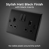 BG Electrical Nexus Metal Matt Black Double Switched Power Socket 13A Wall Plug view 2
