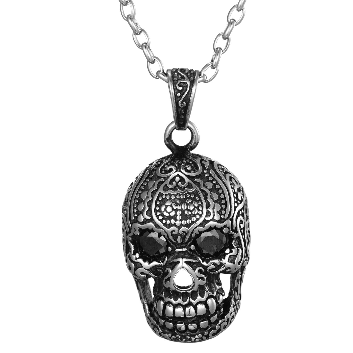 Morella Women's Necklace 27.56 inch - 70 cm Stainless Steel Skull Pendant in Jewellery Pouch