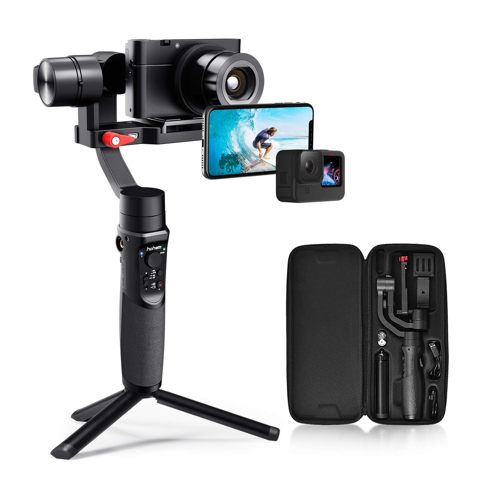 Hohem All in 1 3Axis Gimbal Stabilizer for Compact Cameras/Action Camera/Smartphone w/ 600