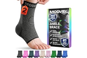 MODVEL 2-Pack Ankle Brace for Men and Women, Sprained Ankle Brace for Plantar Fasciitis Relief, Ankle Stabilizer Brace, Achil