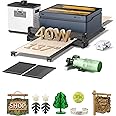 WECREAT Vision 40W Laser Engraver and Cutter Machine with Automatic Conveyor Feeder, Fume Extractor, 4-in-1 Rotary, Air Assist, Laser Bed for DIY Engraving and Cutting Acrylic Wood Metal Leather
