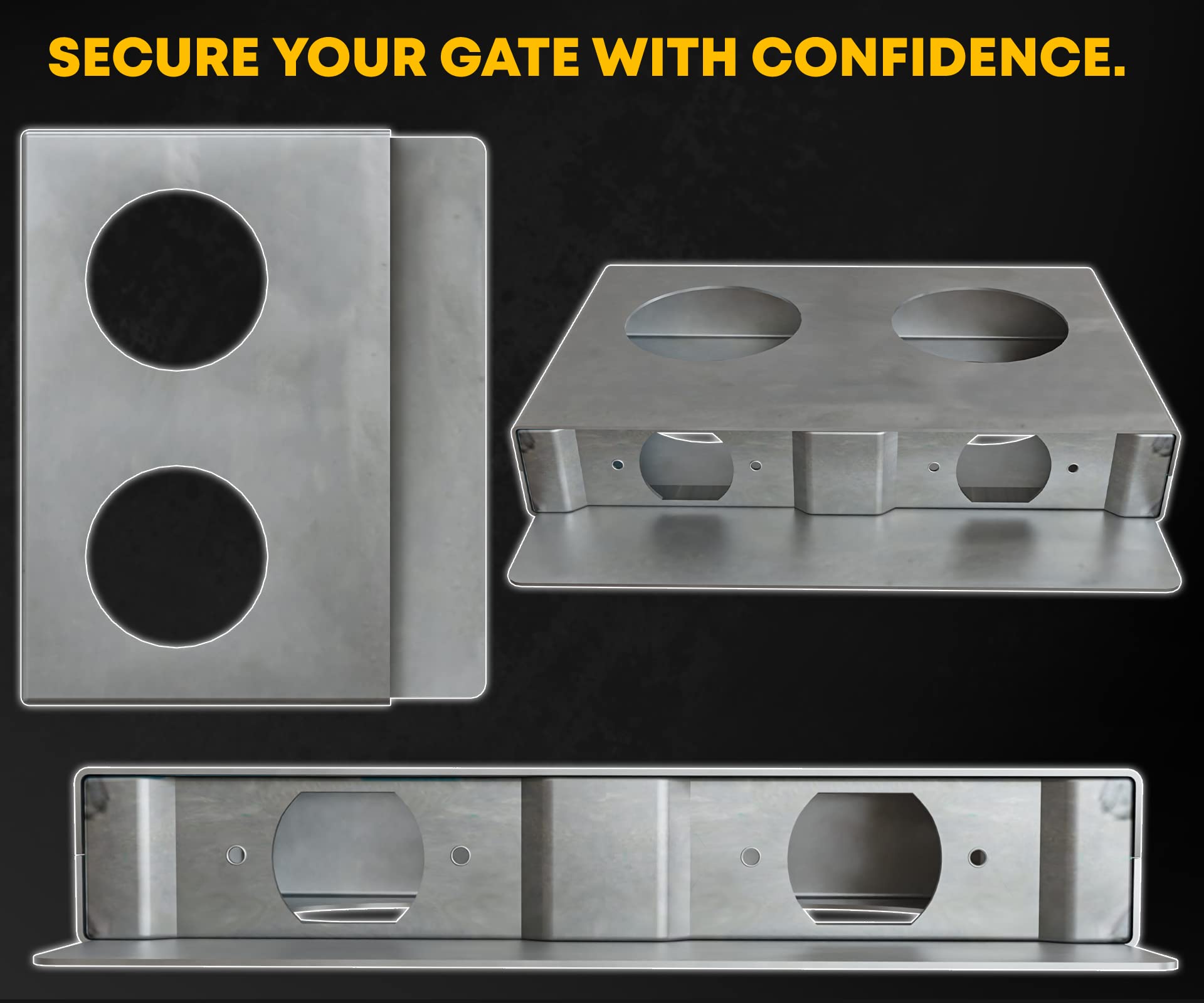 Evecad Weldable Steel Gate Lockbox - Single Hole Design, Unpainted, 3.5" X 4.25" X 1.375"