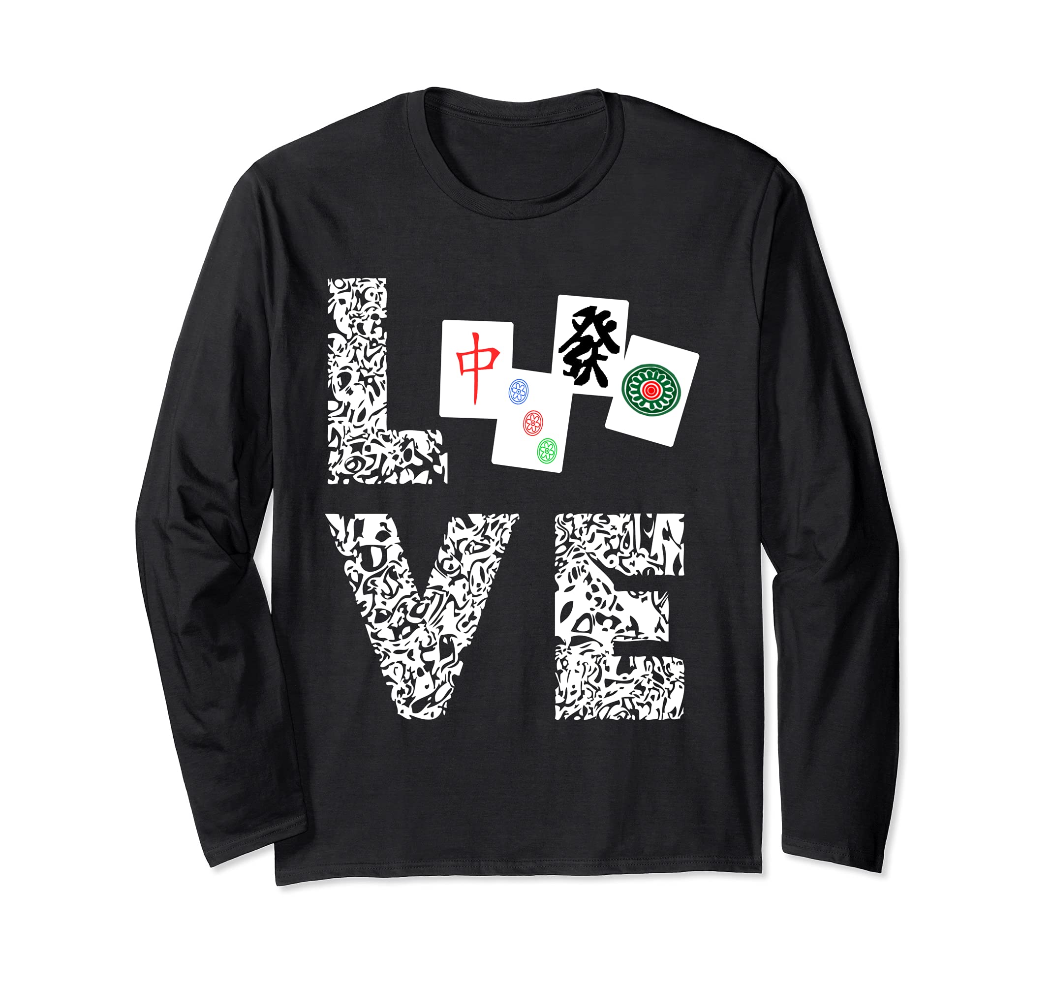 Mahjong Love Playing Chinese Game Mah Jongg Player Long Sleeve T-Shirt