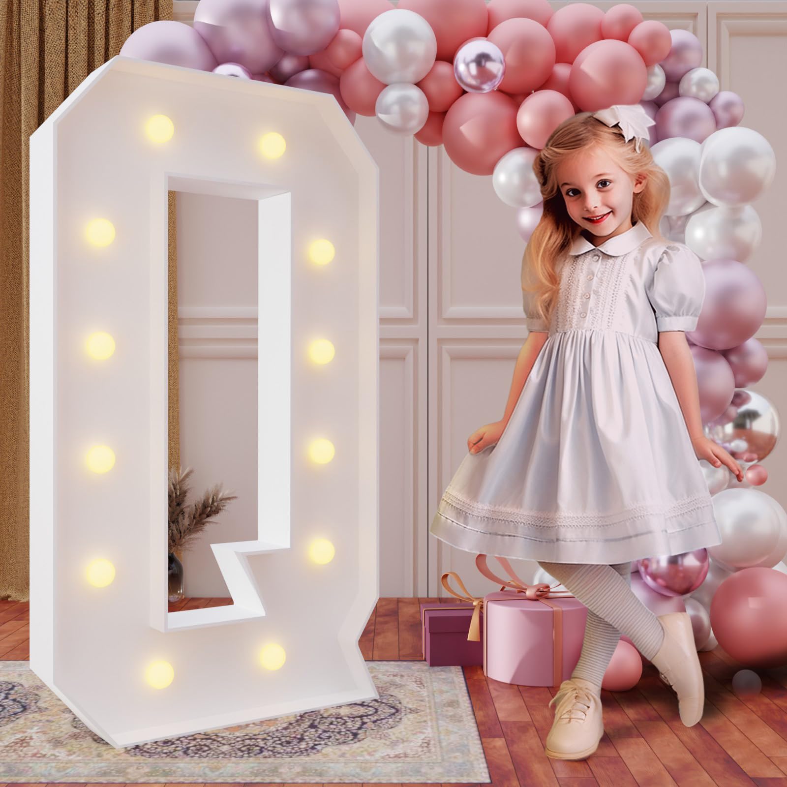 Photo 1 of imprsv 4FT Marquee Light Up Letters for Birthday Party Decorations Large Marquee Letters for Wedding Event Bridal Shower Engagement Anniversarty Party Decor,Letter Q