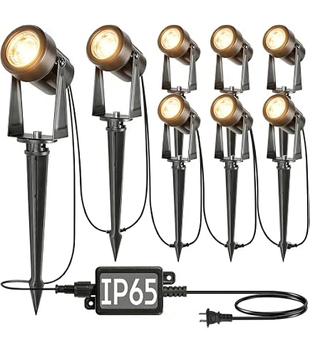 Svater 4-Pack Low Voltage Landscape Spotlights With Transformer, Plug-in 12V Warm White 3000K Outdoor Lights, IP65 Waterproof For Yard, Patio, And Walkway