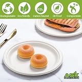 Ask Packaging 9 Inch Compostable Sugarcane Plates 50 Pack Heavy Duty view 3