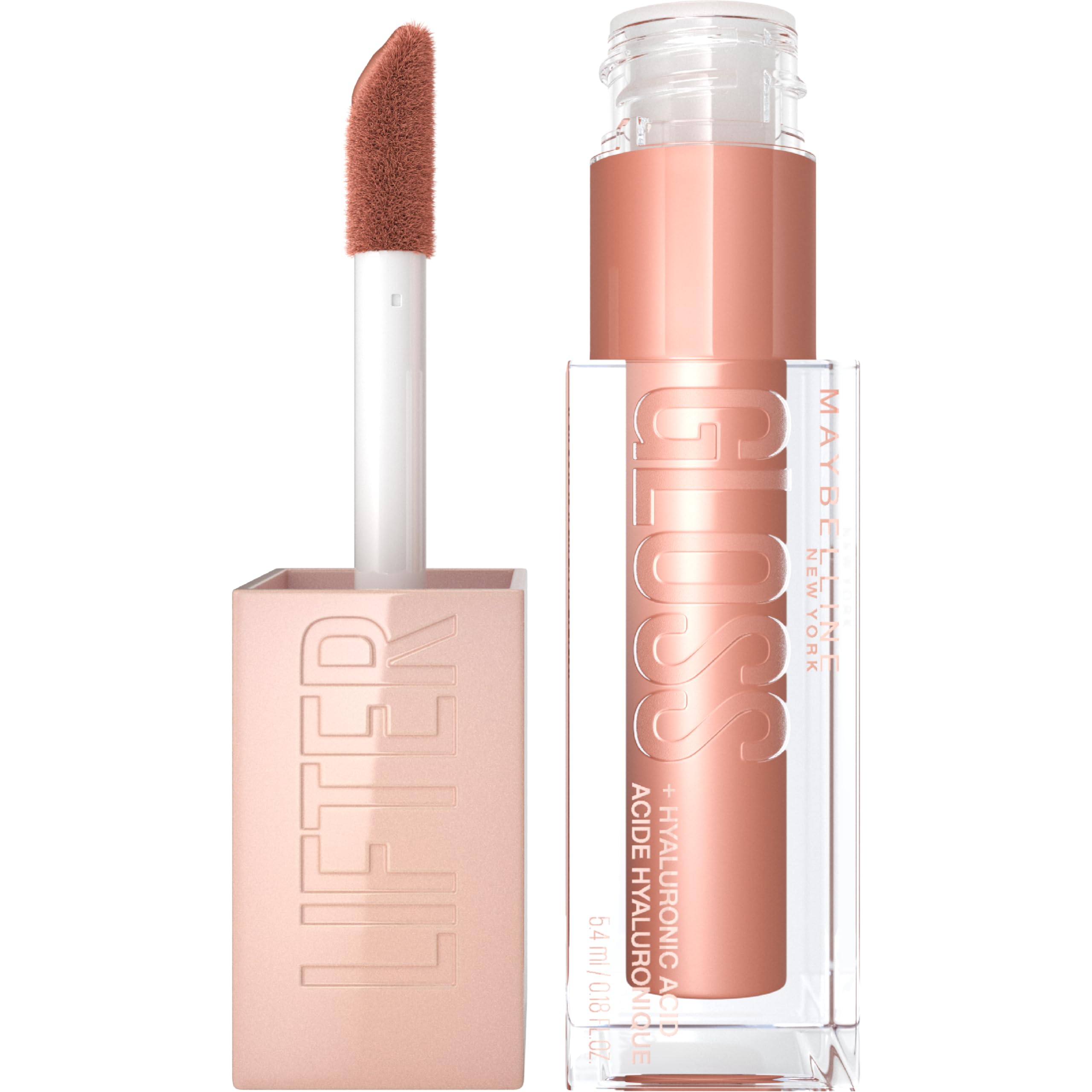 Photo 1 of Maybelline Lifter Gloss, Hydrating Lip Gloss with Hyaluronic Acid, High Shine for Plumper Looking Lips, Stone, Rosey Neutral, 0.18 Ounce
