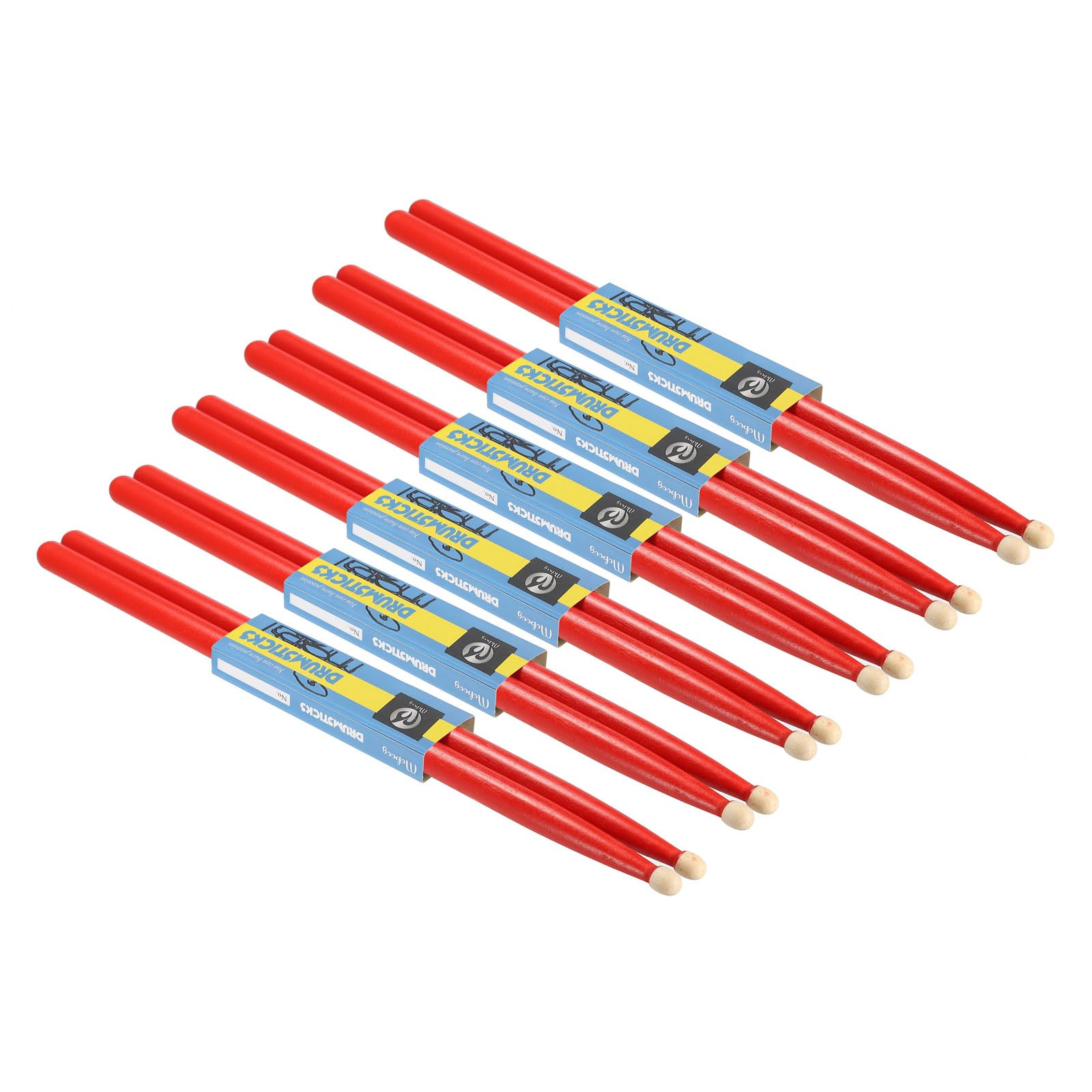 PATIKIL 6 Pairs Maple Wood Drumstick Anti Slip Drum Stick 5A Red for Drumming Musical Instrument Percussion