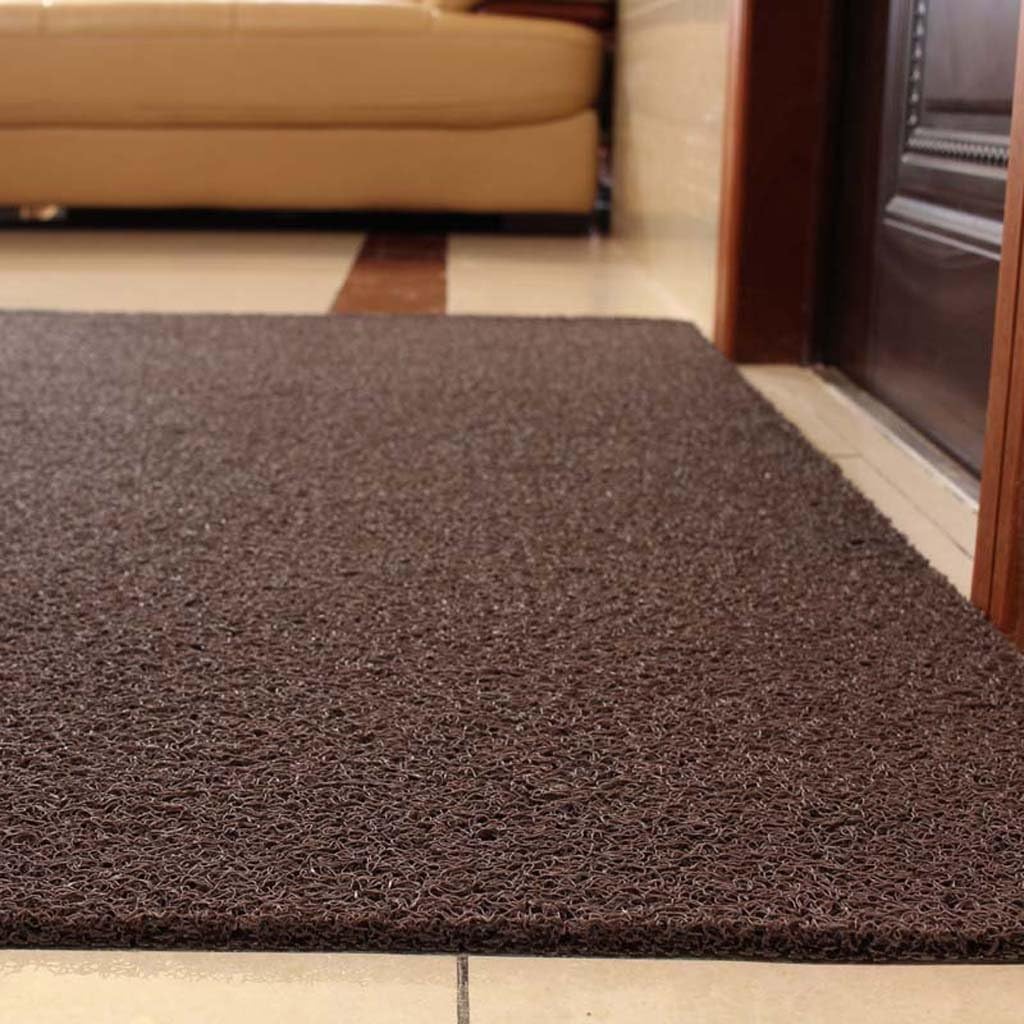 ZJ Plastic Coil Pad Door Mat Door Mat Waterproof Plastic Anti-Slip Mat,Brown,M