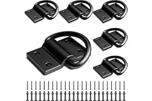 KAIZONPOT 6PCS Tie Down Anchors, D Rings Tie Down Anchors 6500LB Breaking Strength for Trailer Truck Bed, Heavy Duty D Rings Surface Mount Hooks Securing Cargo for Truck Bed, Trailer, with Screws