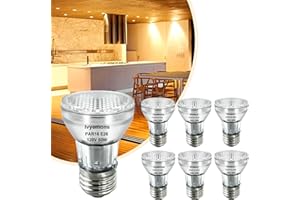 Ivyemons PAR16 Light Bulb - 6 Pack PAR16 Halogen Bulb 60W 120V E26 Base Warm White 2800k, Long Lasting PAR 16 Flood Dimmable, Halogen PAR 16 Bulb 60W for Range Hood Lights,Ceiling Fan,Table Light
